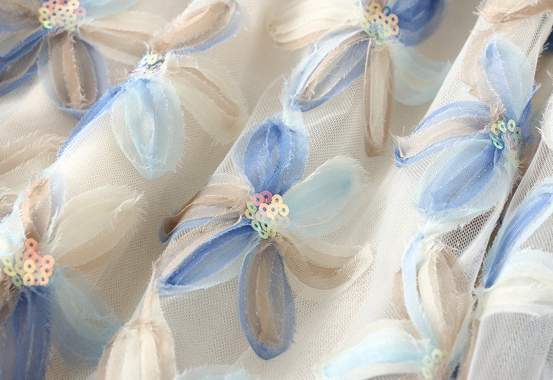 Floral Embroidered Mesh Maxi Skirt