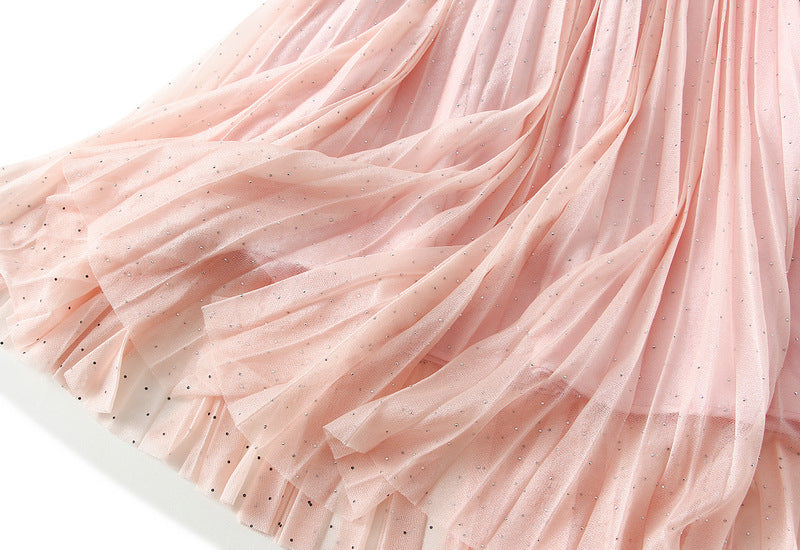 Angel Blush Pink Pleated Maxi Skirt