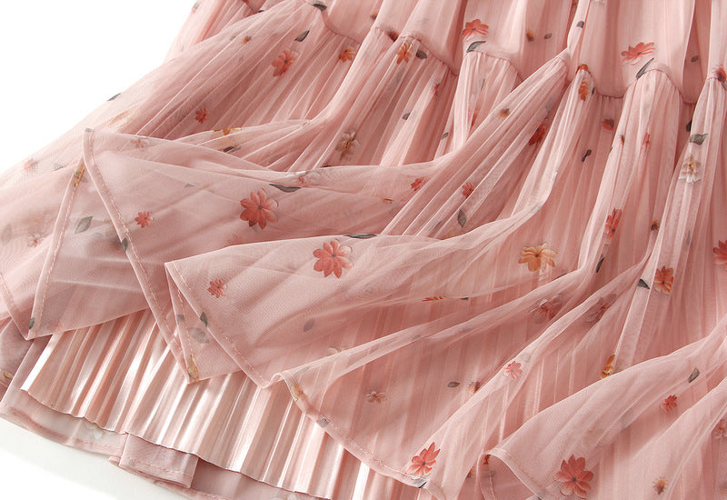 Reversible Blush Bloom Tiered Skirt - 8935_PINK