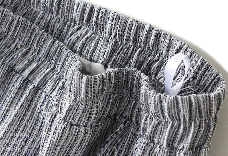 Vintage Striped Midi Skirt with Lace Trim With Pocket