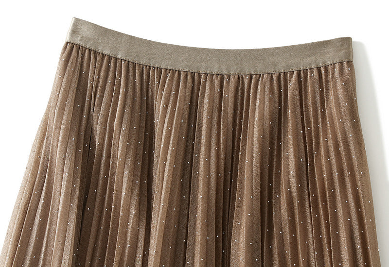 Classic Pleated Maxi Skirt – Mocha Brown
