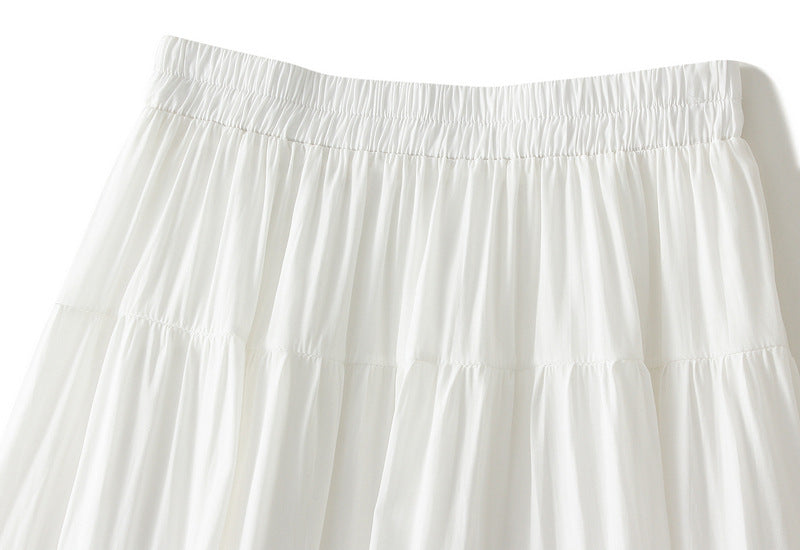 White Tiered Maxi Skirt with Bow Details