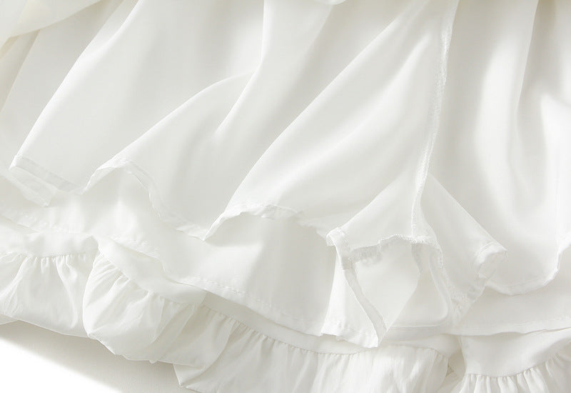 White Bubble Hem Mini Skirt