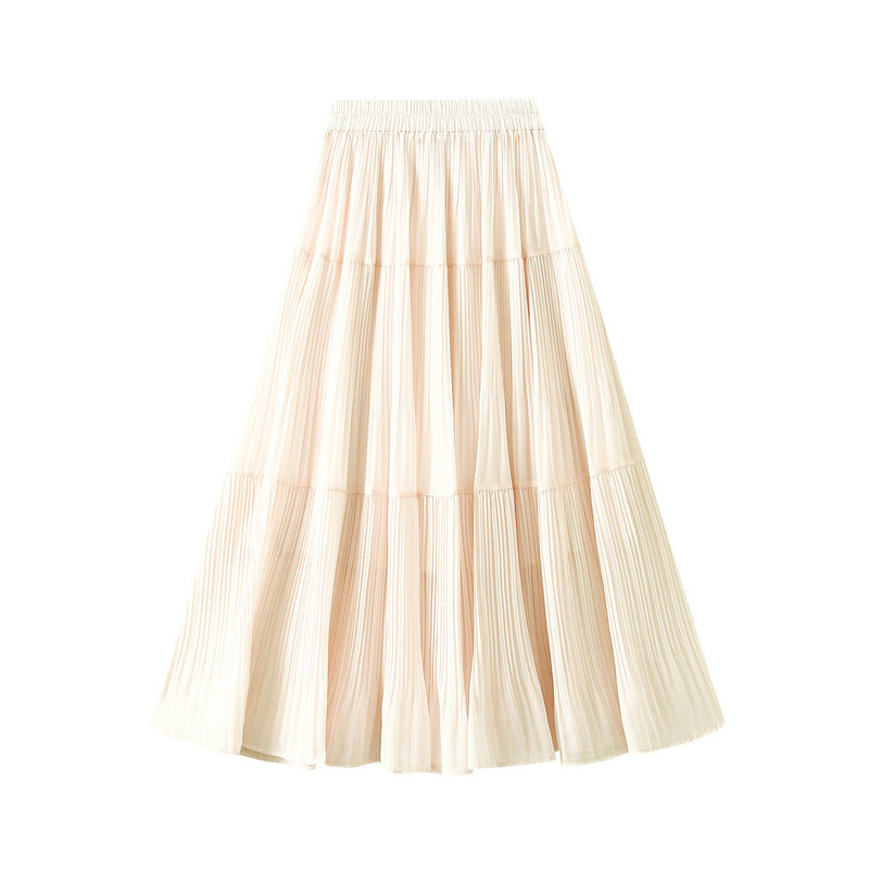 Blush Tiered Pleated Skirt - 9188_APRICOT