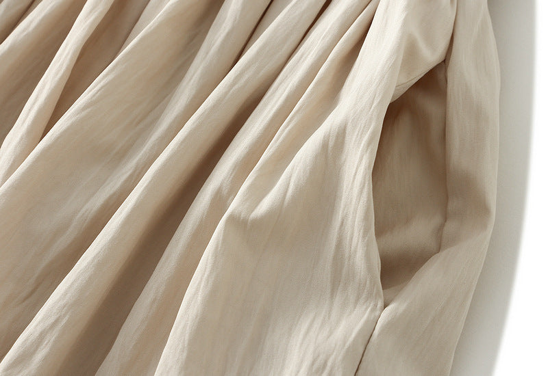 Beige Balloon Hem Shorts With Pocket