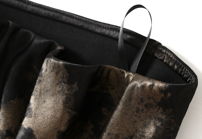 Luxe Metallic Print Satin Skirt