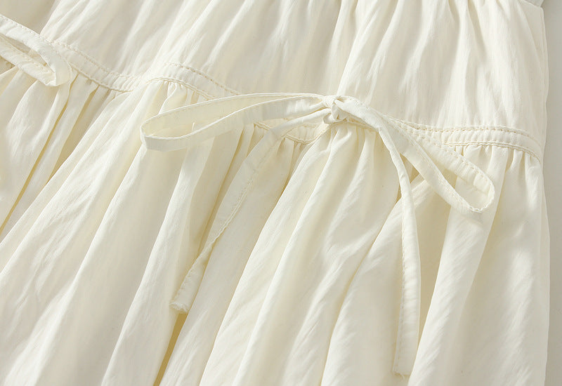 Ivory Puff Mini Skirt with Bow Details