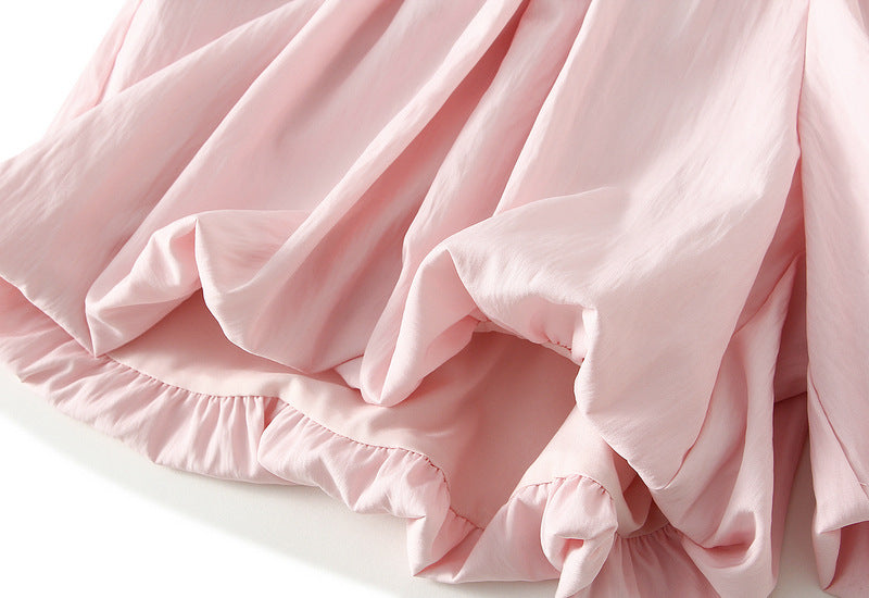 Pink Balloon Hem Shorts With Pocket