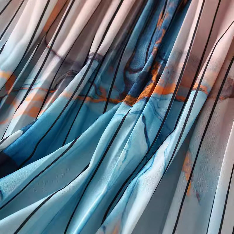 Marble Print Pleated Skirt