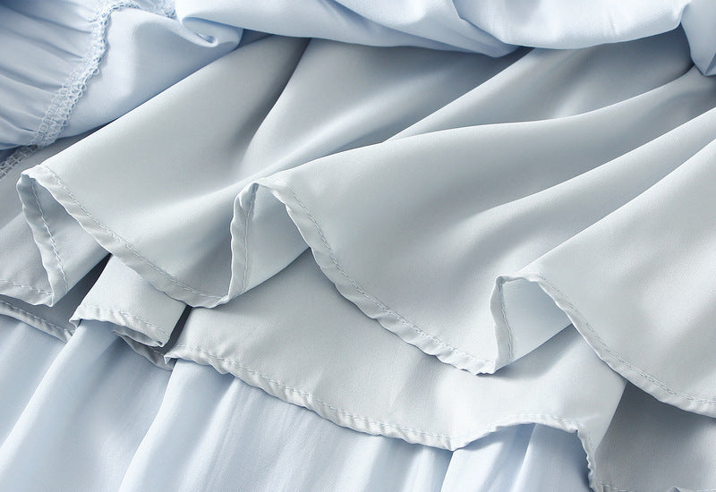 Cascade Tiered Maxi Skirt - 9078_BLUE