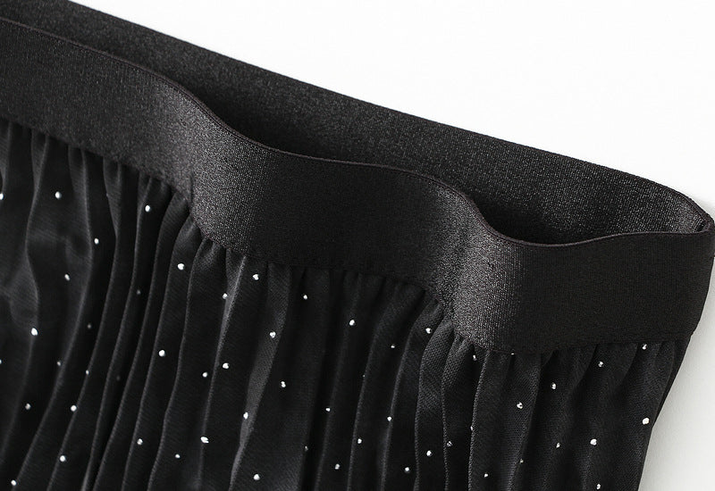 Sparkling Pleated Velvet Maxi Skirt