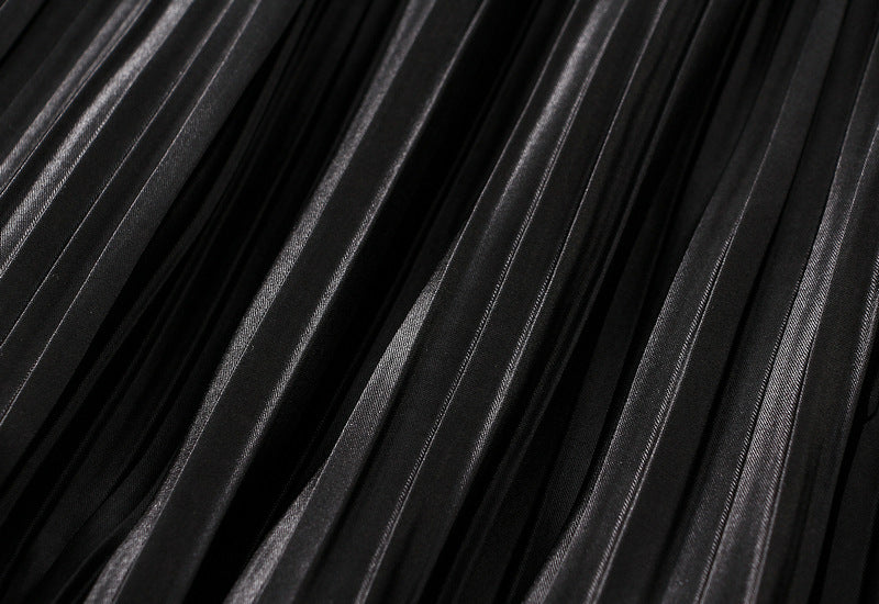 Reversible Midnight Garden Pleated Mesh Skirt - 8331_BLACK