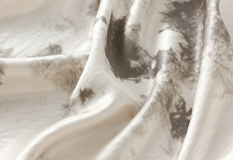 Abstract Print Satin Midi Skirt