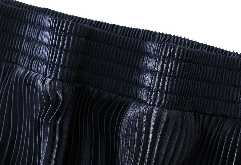 Royal Blue Pleated Tulle Hem Velvet Skirt