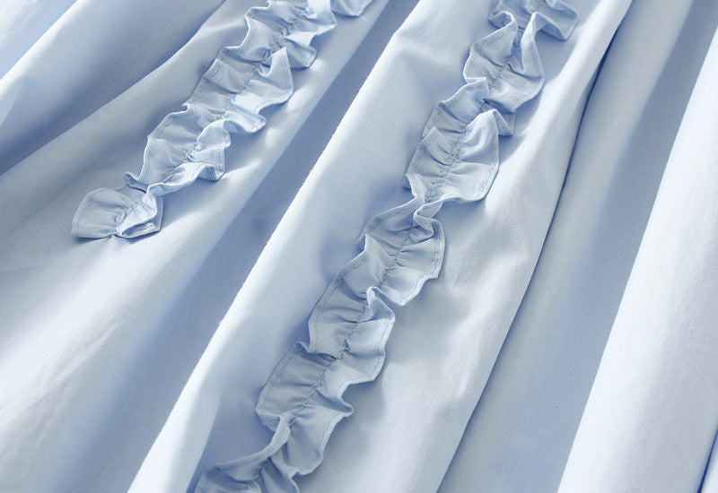 Sky Ruffle A-Line Skirt With Pocket - 2506_BLUE