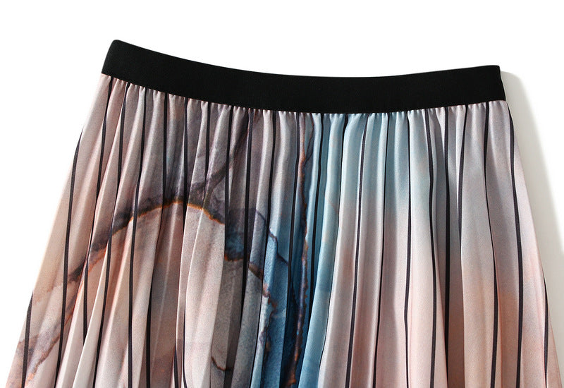 Marble Print Pleated Skirt