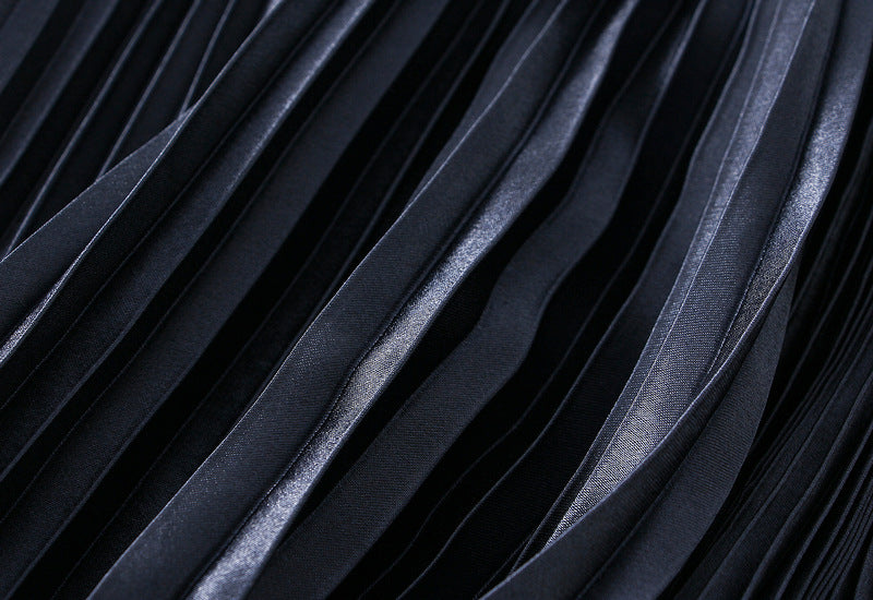 Royal Blue Pleated Tulle Hem Velvet Skirt