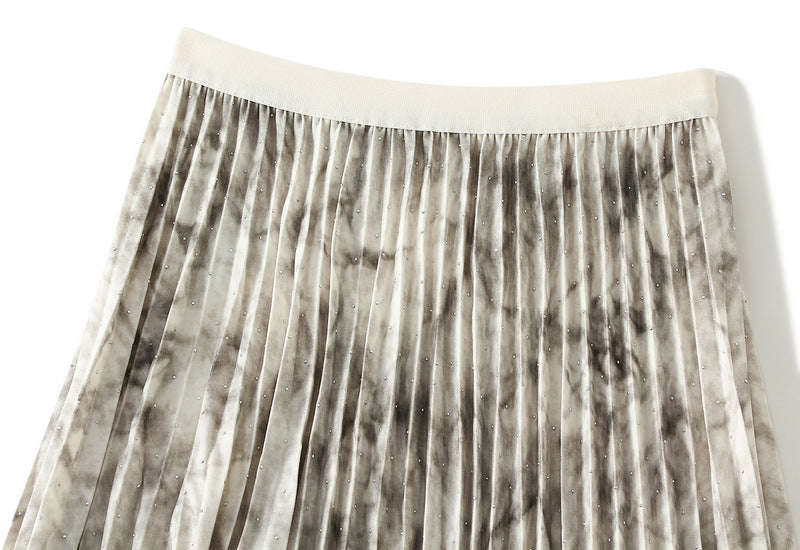 Marble Pleated Maxi Skirt