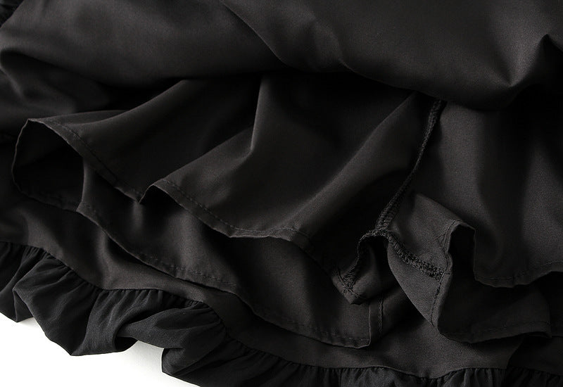 Black Bubble Hem Mini Skirt