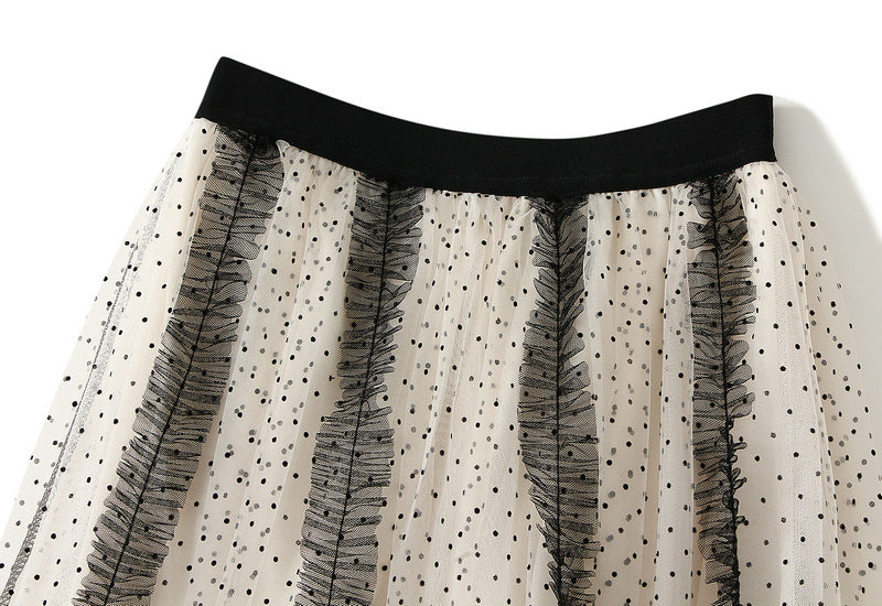 Vintage Polka Dot Tulle Maxi Skirt