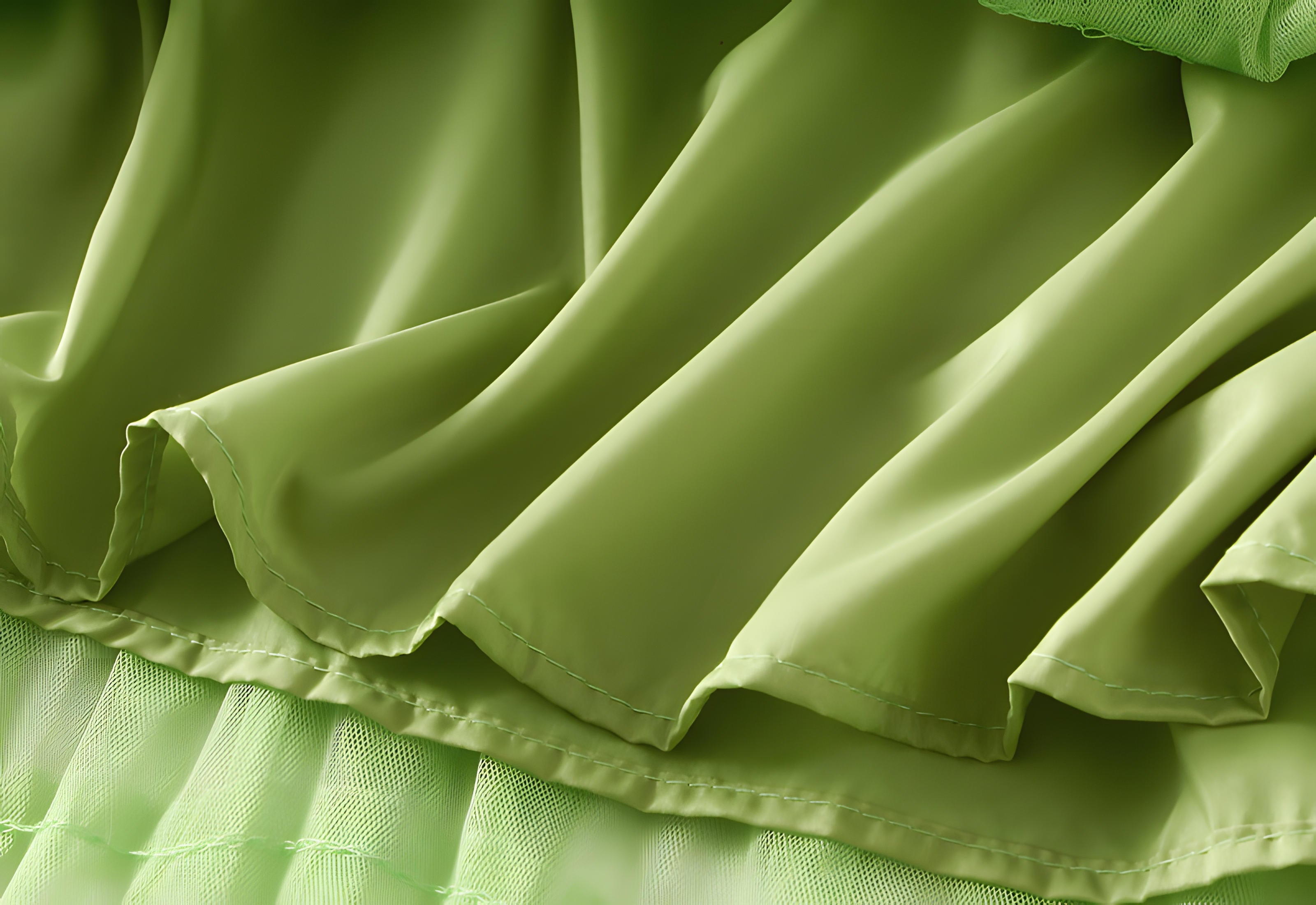 Heavy Mesh Gauze Multilayer Long Skirt With Satin Lining - 2210_FLUORESCENT GREEN