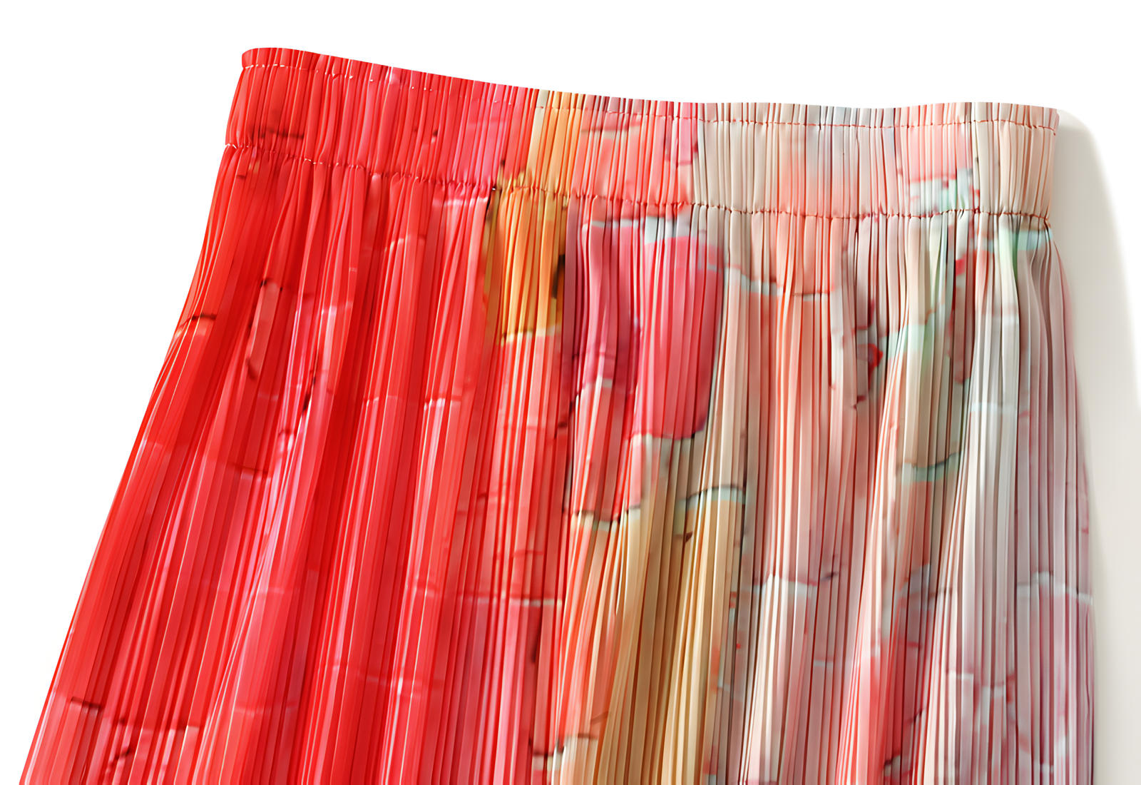 Miyaki Fold Self-Texture Back Slit Gradient Skirt - 0835_RED