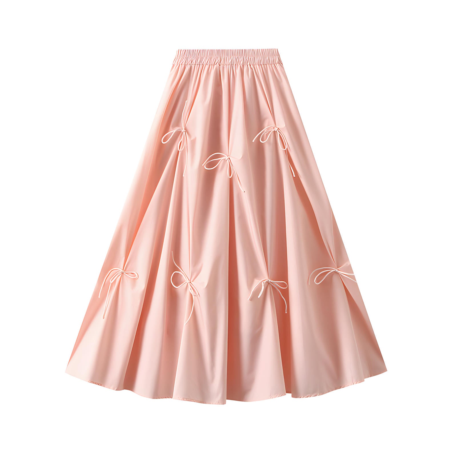 Blush Elegance Bow Skirt with Delicate Ribbon Accent Details - 8931_PINK