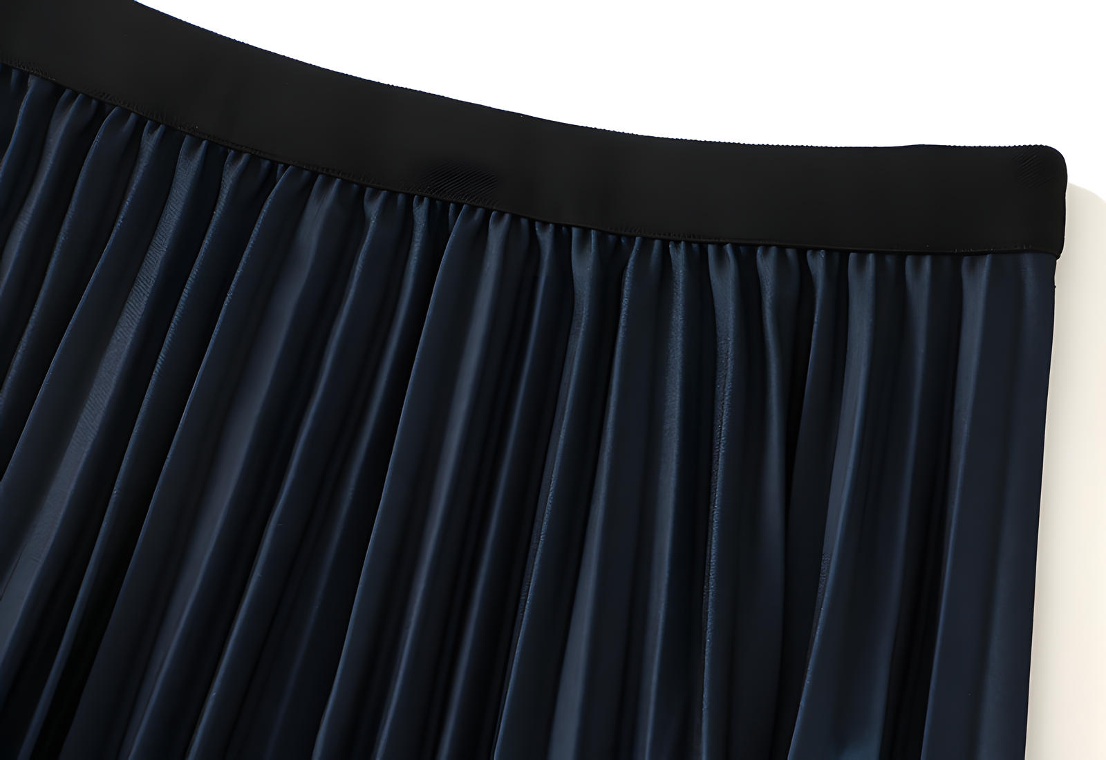 Contrast Color Gradient A Line Pleated Navy Blue Skirt - 2125_GRD_NAV