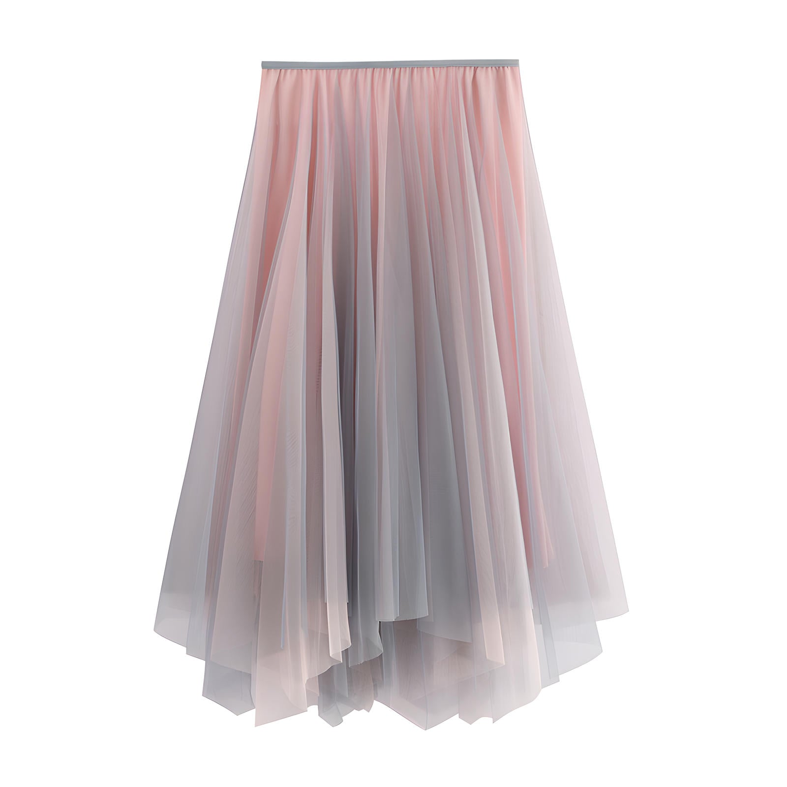 Multitier Irregular Mesh Pink Gradient Skirt  - 8797_PIN