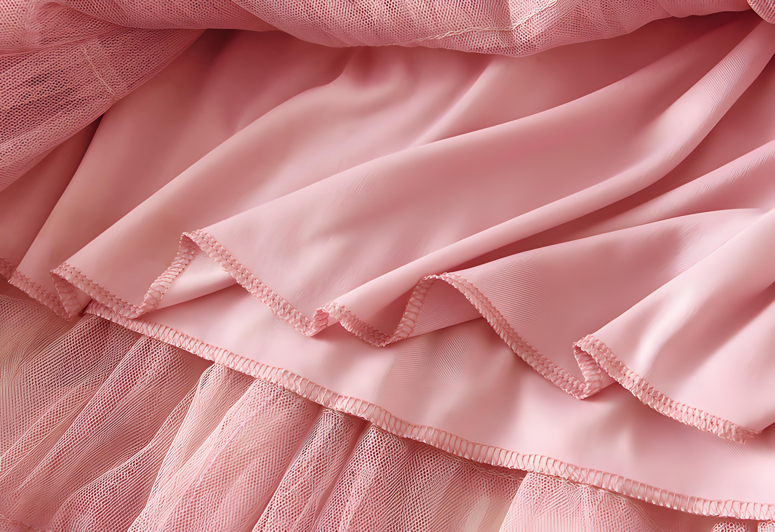 Heavy Mesh Gauze Multilayer Long Skirt With Satin Lining - 2210_WATERMELON RED