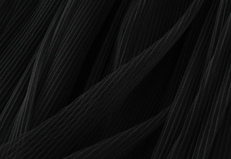 Parisian Bloom 3D Rose Mesh A-Line Skirt - 2165_BLACK