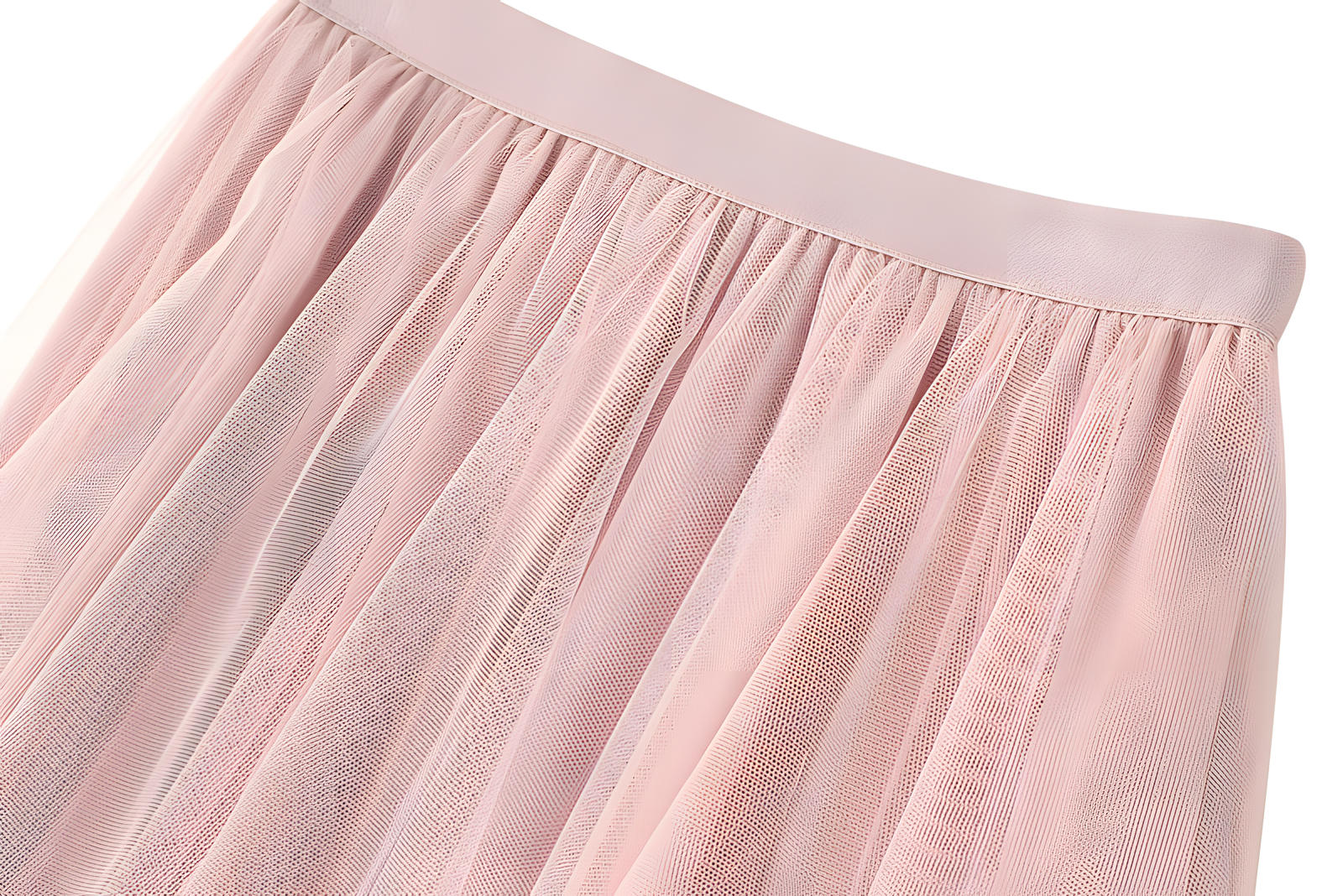 Multitier Irregular Mesh Pink Skirt - 8621_PINK
