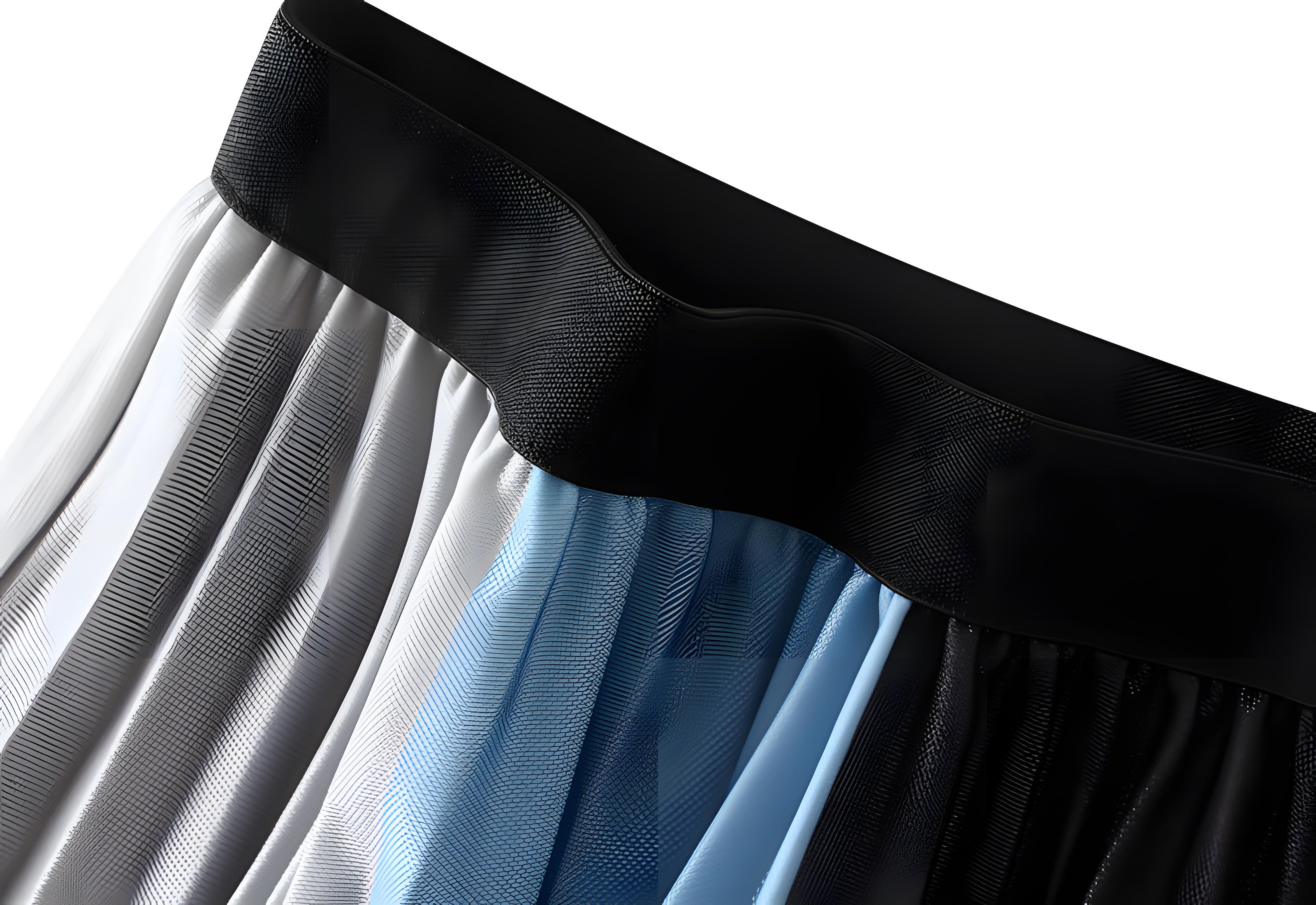 Three Color Pleated Designer Skirt  - 2125_BLACK BLUE AND GREY