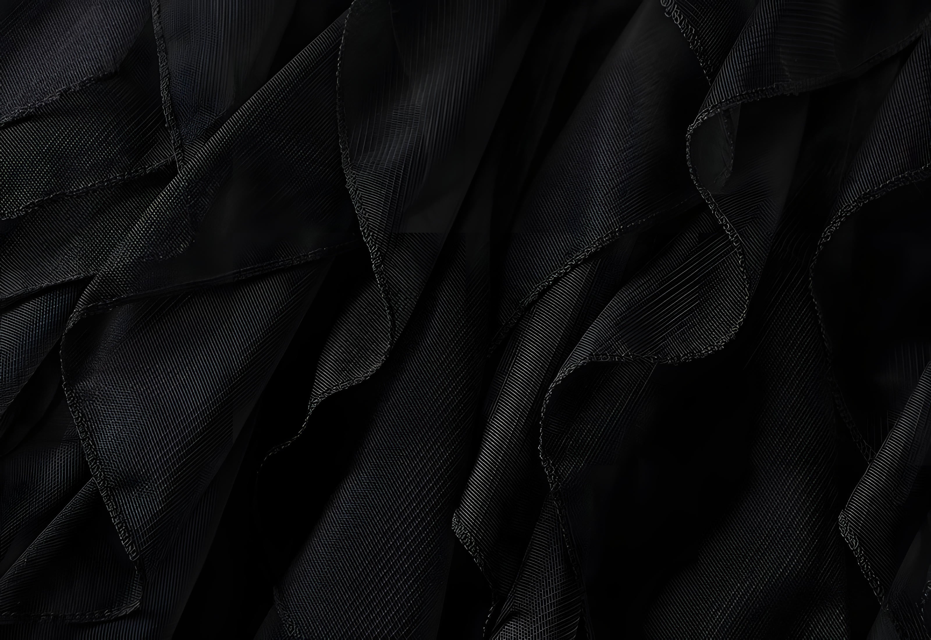 Ruffled Wavy Mesh A-Line Skirt - 0961_BLACK