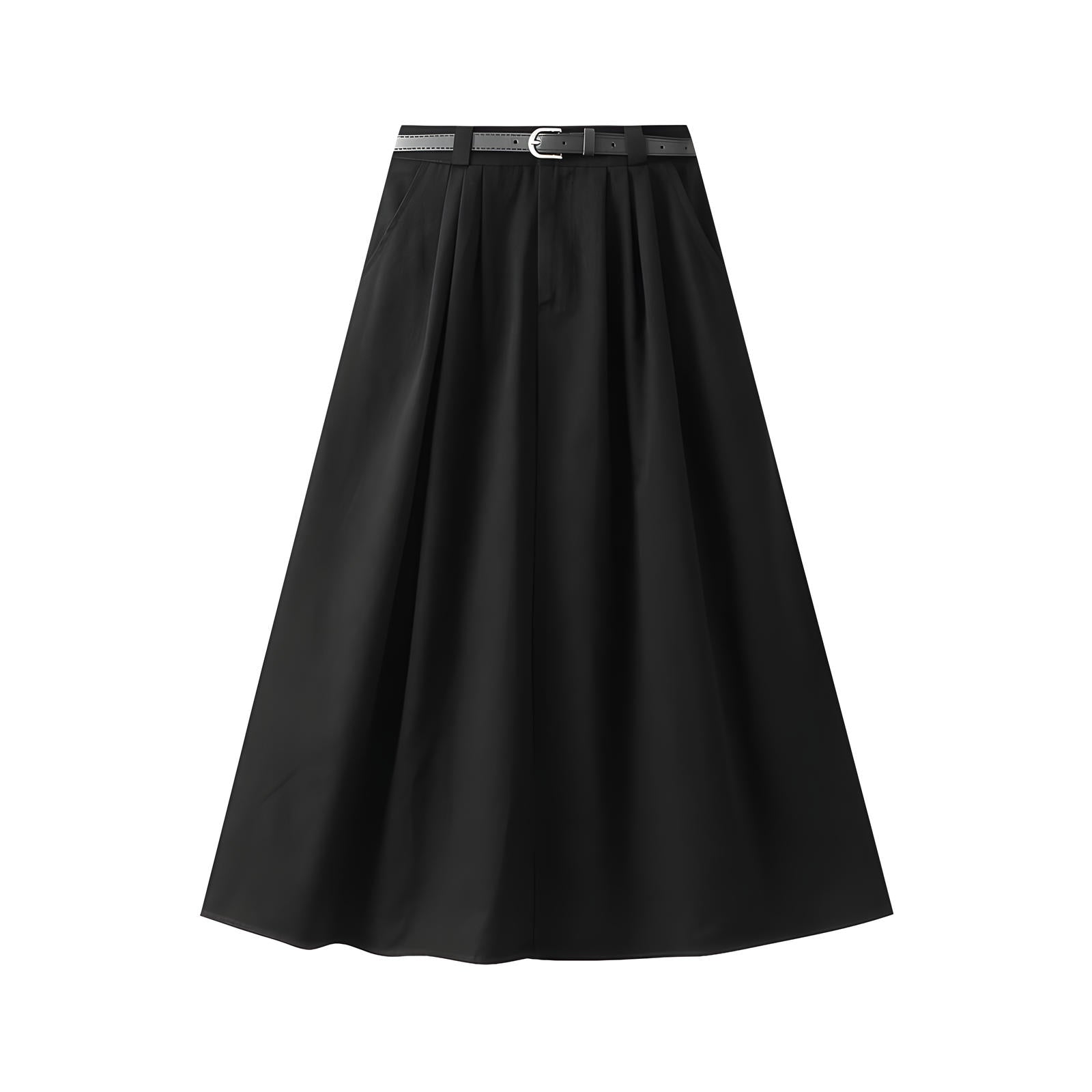 Black a line skirt with belt best sale