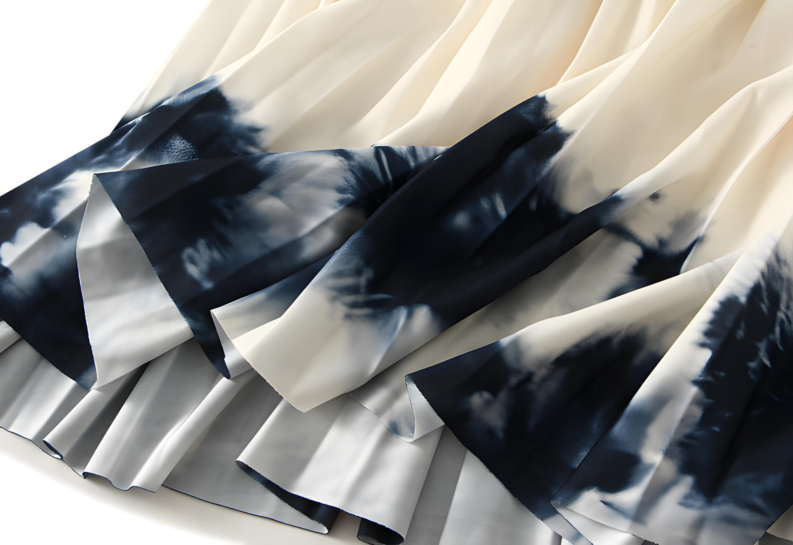 Contrast Color Gradient A Line Pleated Navy Blue Skirt - 2125_GRD_NAV