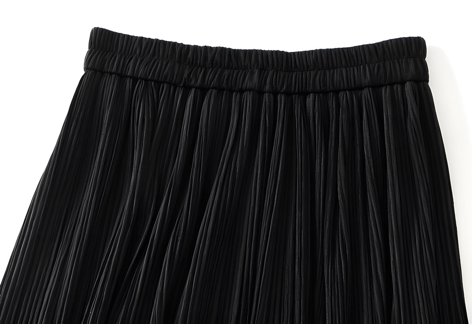 Micro Pleated Velvet A - Line Retro Skirt in Black - 1911_BLACK