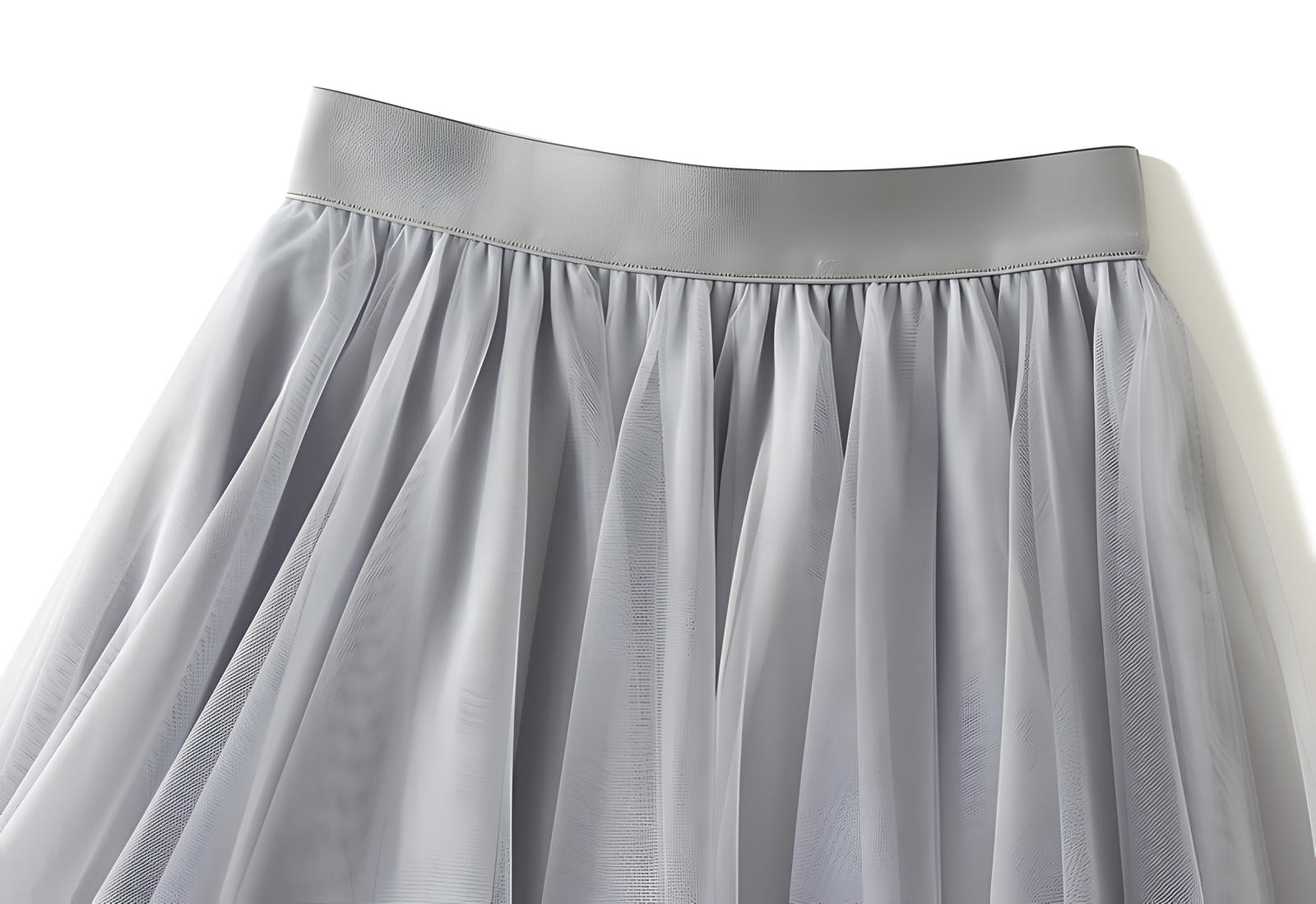 Mesh Multilayer Short Skirt With Satin Lining - A013_GREY