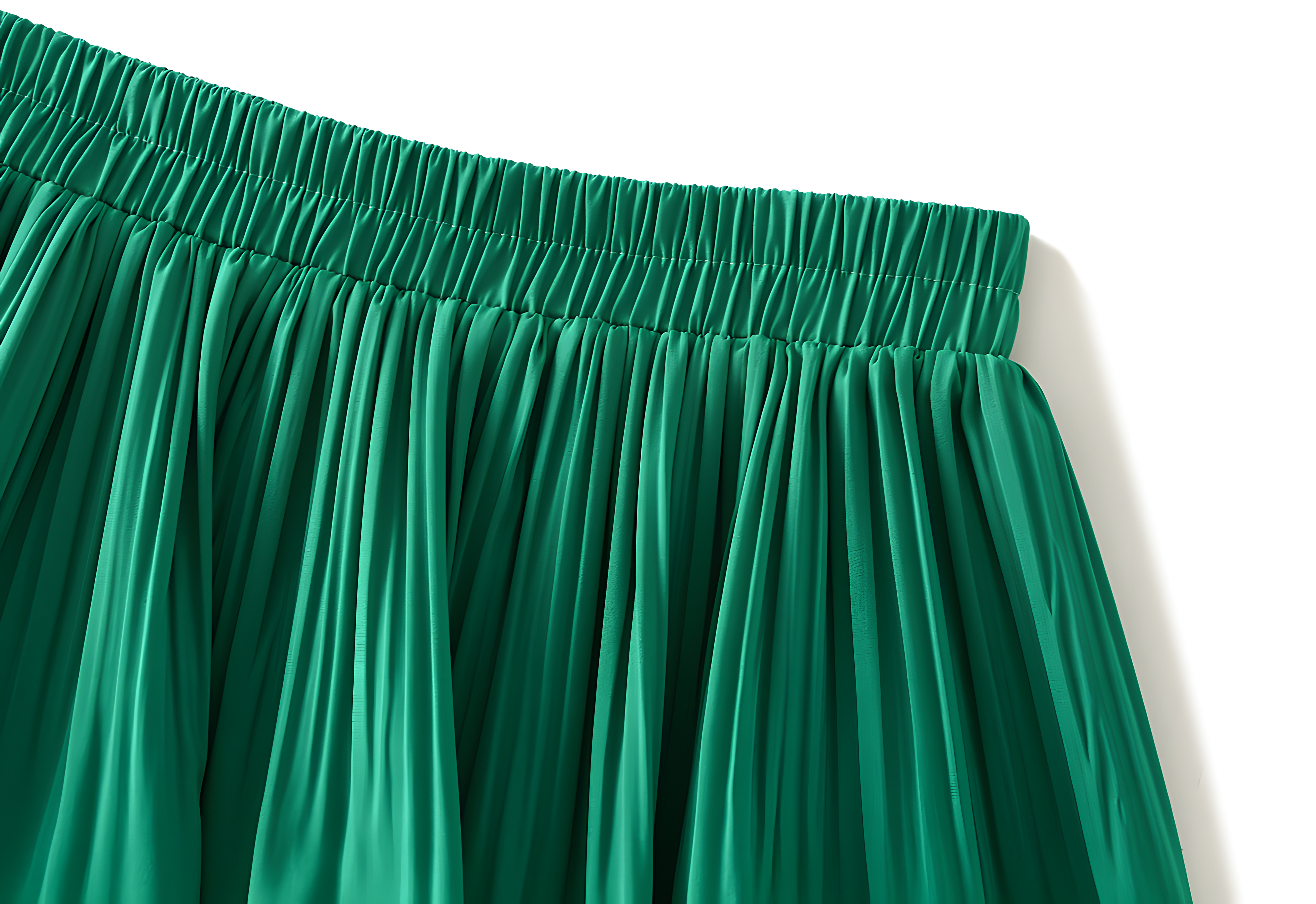 Mushroom Edge Pleated Skirt With Satin Lining - 1020_GREEN