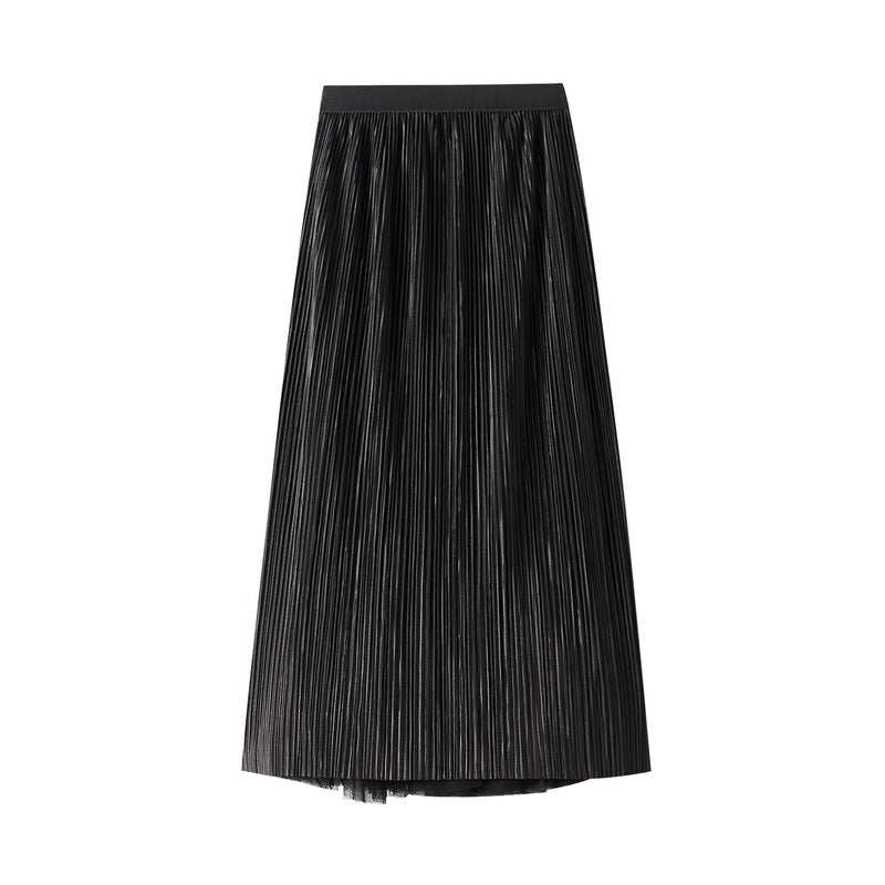 Double Sided Fishtail Gored Mesh Skirt - 1909_BLACK