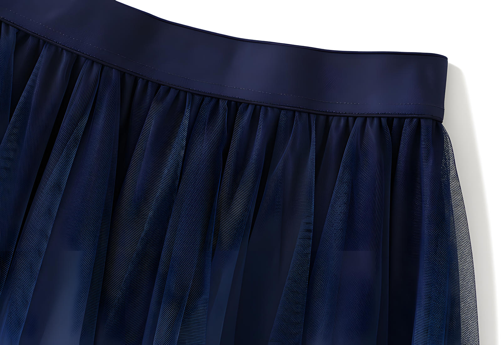 Mesh Multilayer Gradient Short Skirt With Satin Lining - 1365_NAVY BLUE
