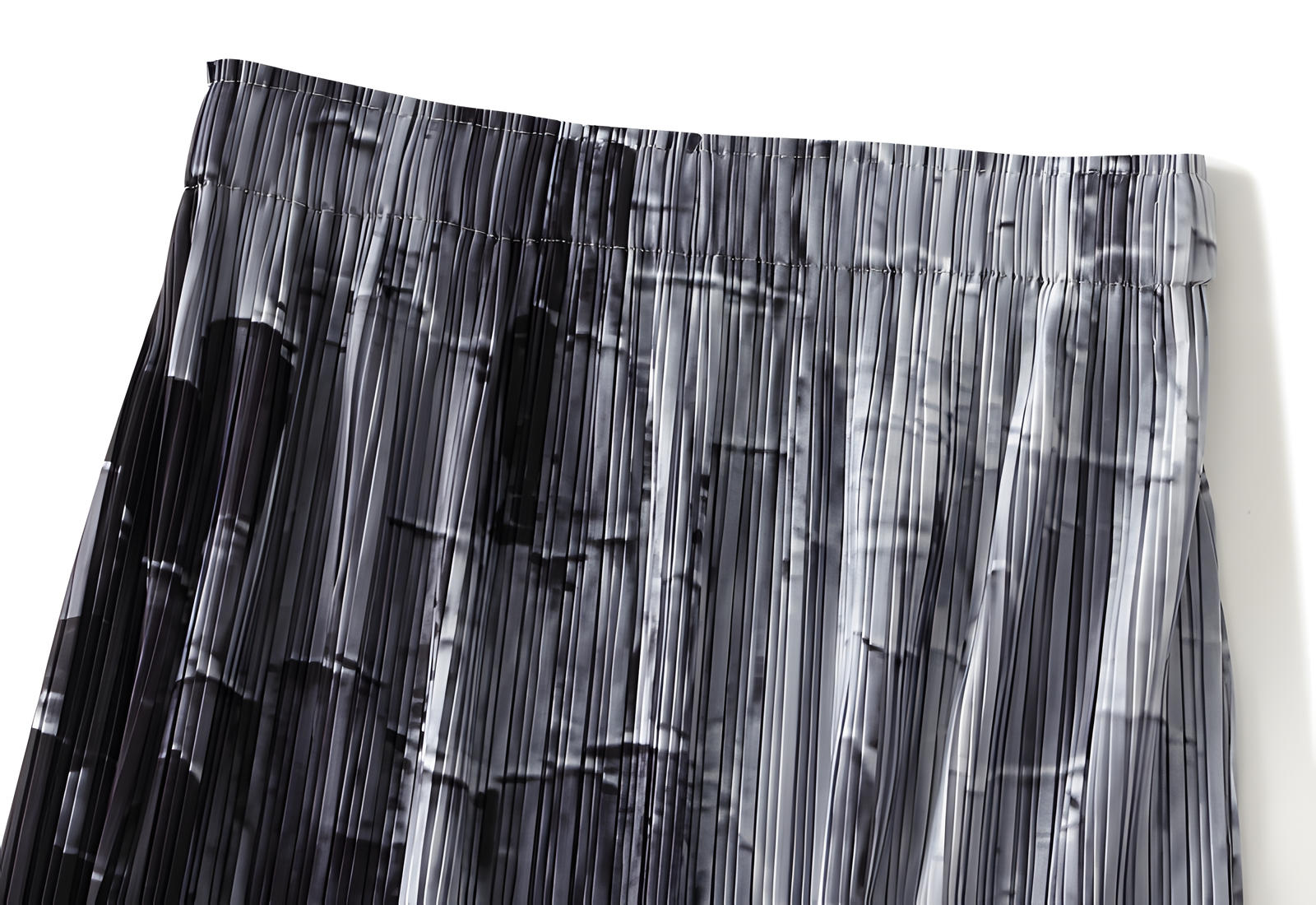 Miyaki Fold Self-Texture Back Slit Gradient Skirt - 0835_BLACK