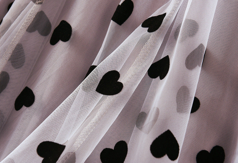 Multilayer Mesh Heart Skirt With Satin Lining - 1200_PINK