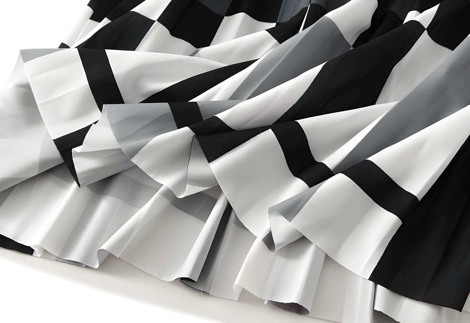 A Line Classic Black And White Plaid Skirt - 2125_PLD_GRE