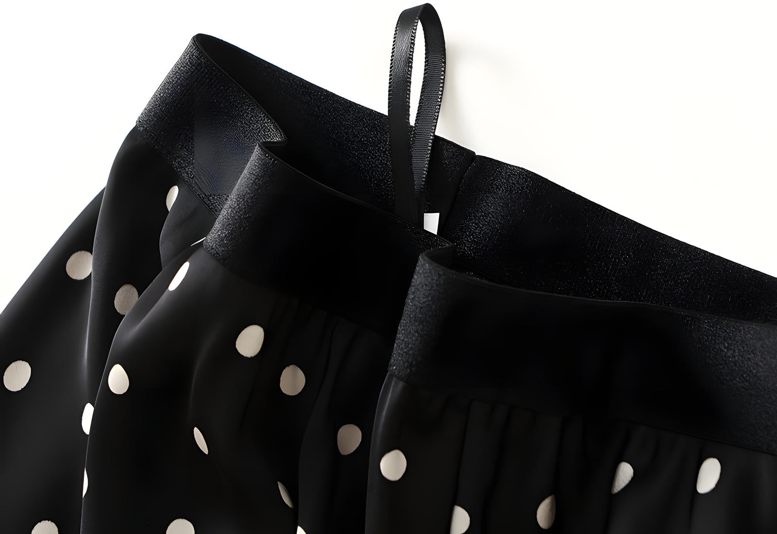 Small Polka Dot Retro A-Line Satin Skirt - 9830_Small_BLACK