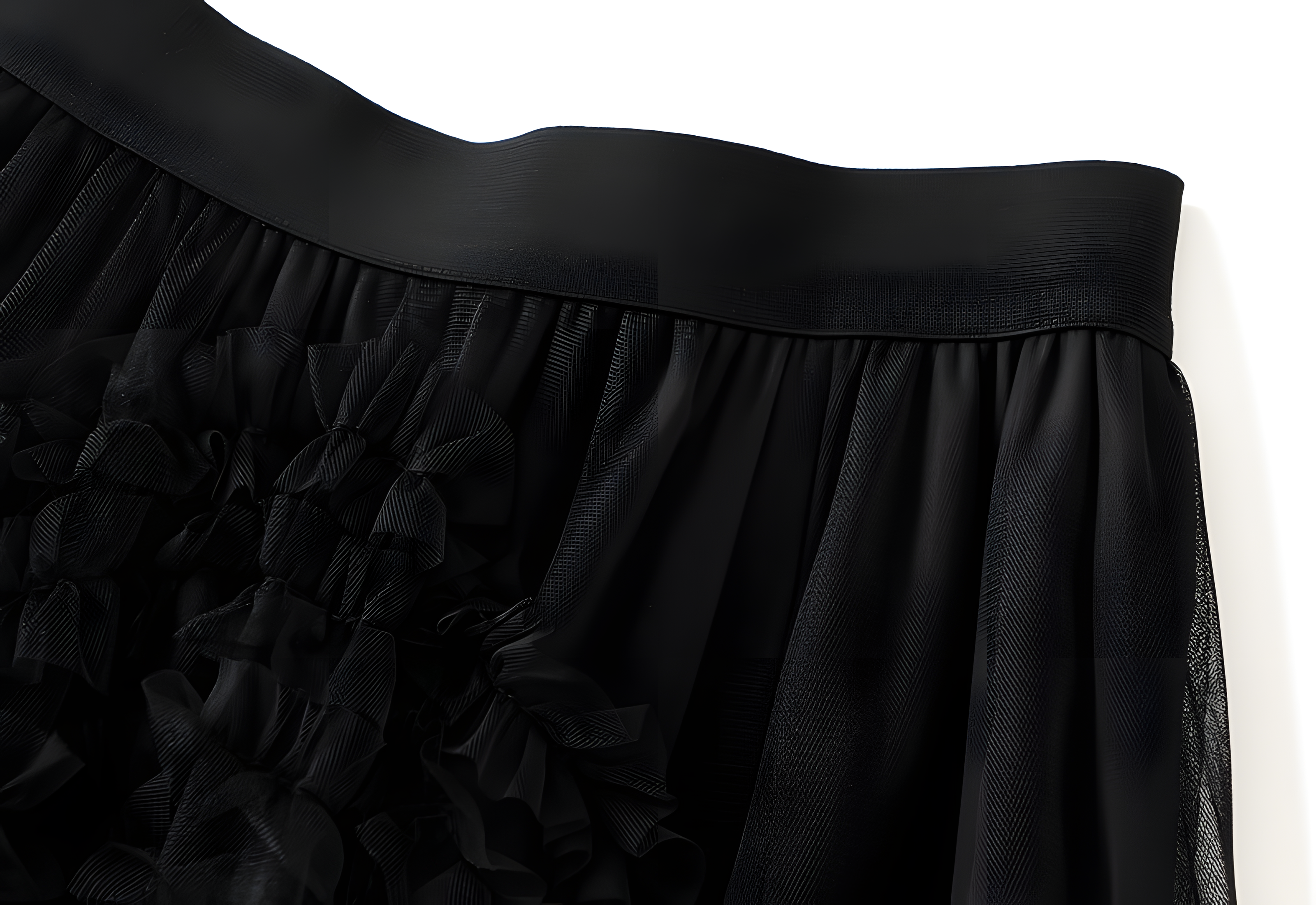 Heavy Mesh Gauze Skirt With Satin Lining - 1380_BLACK