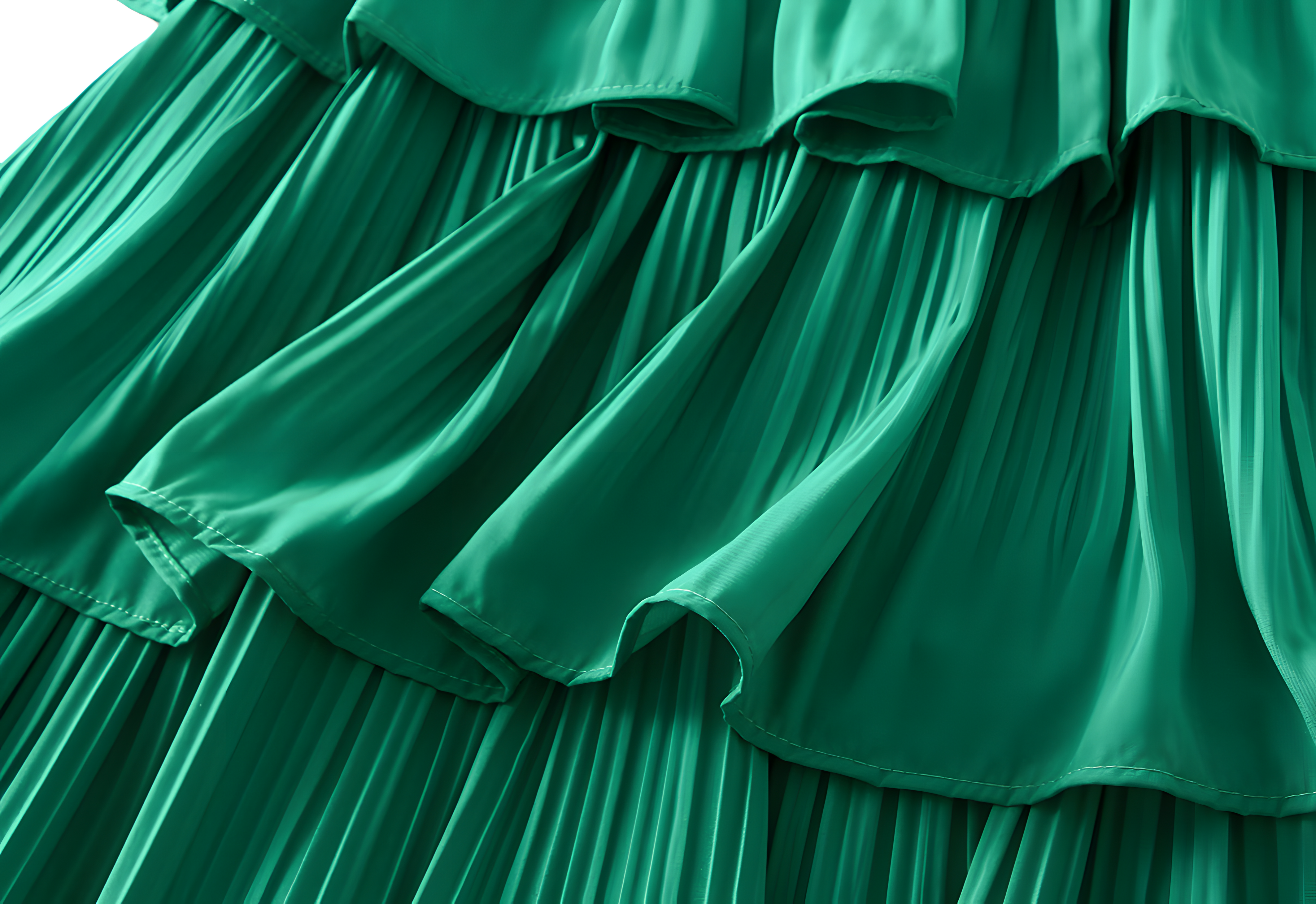 Mushroom Edge Pleated Skirt With Satin Lining - 1020_GREEN