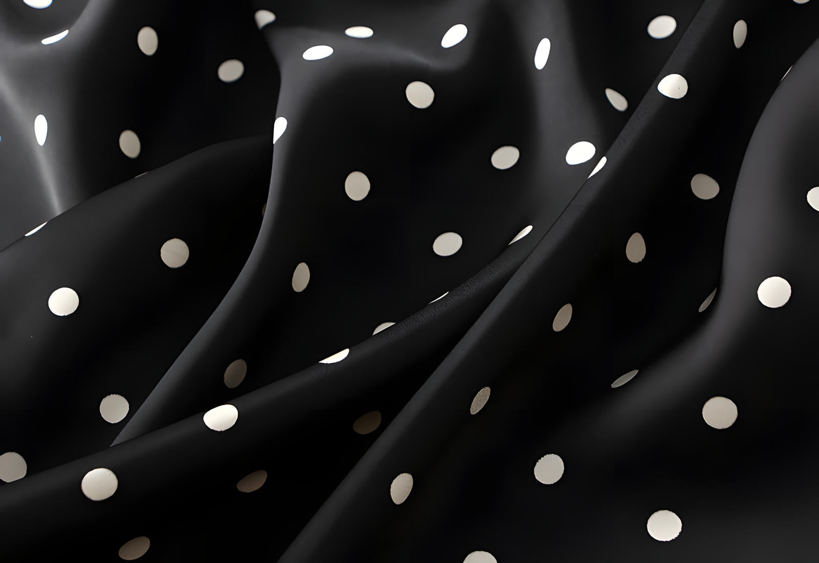 Small Polka Dot Retro A-Line Satin Skirt - 9830_Small_BLACK