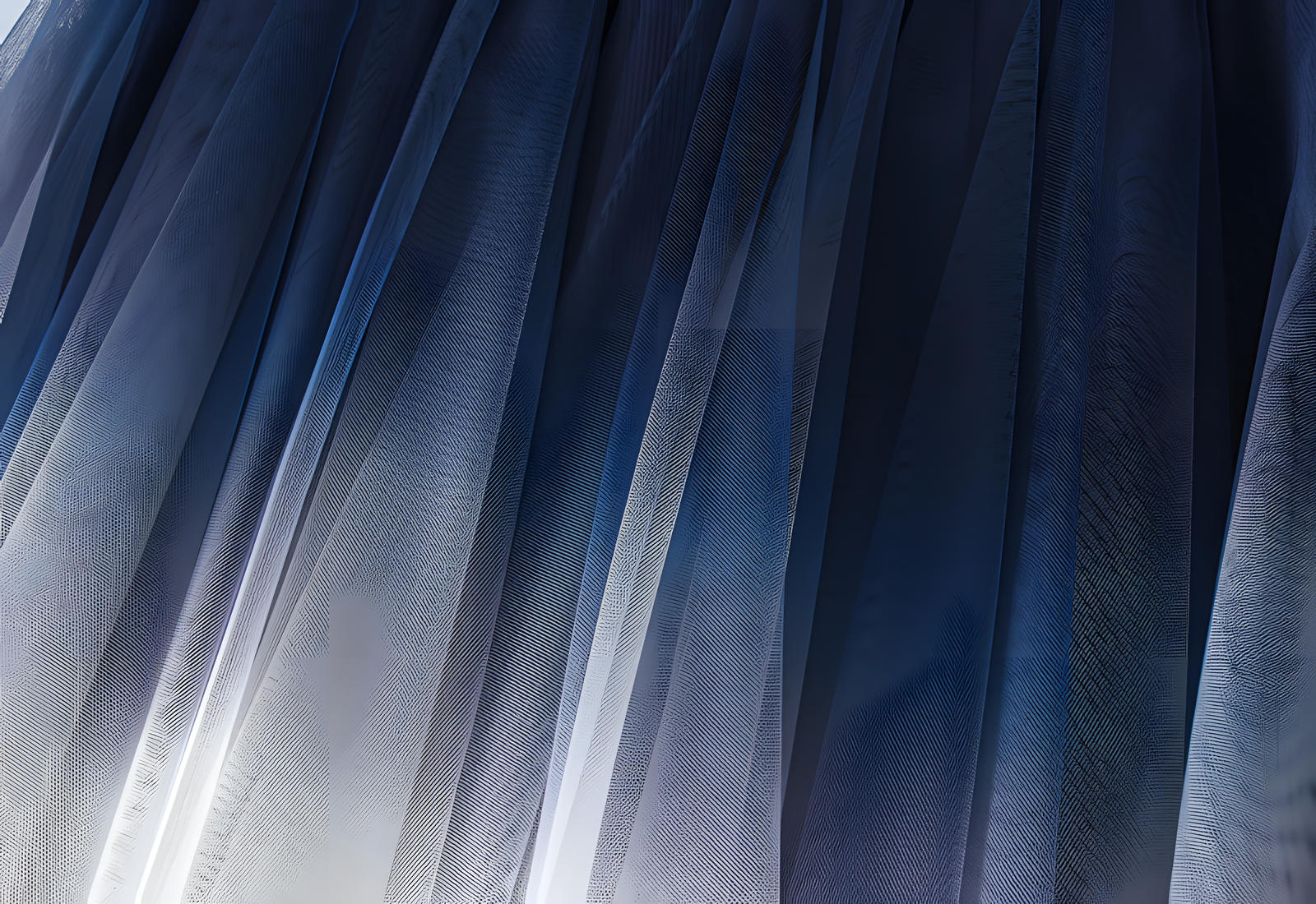 Mesh Multilayer Gradient Short Skirt With Satin Lining - 1365_NAVY BLUE