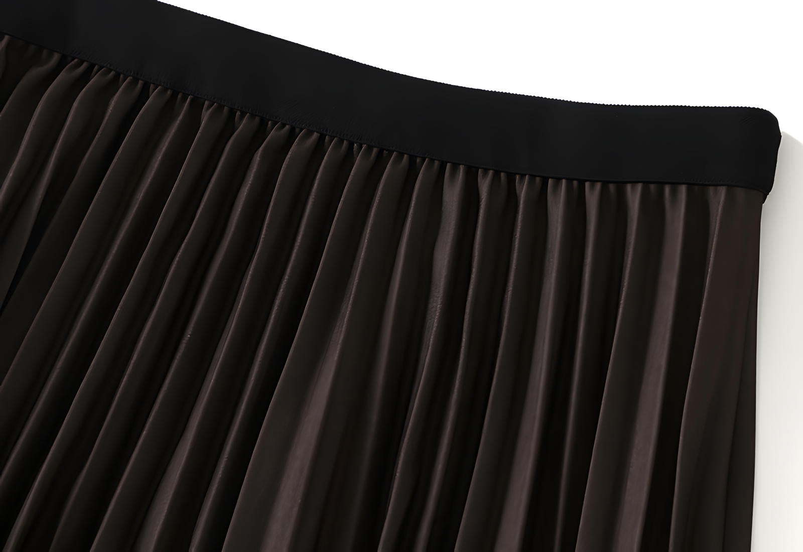 Contrast Color Gradient A Line Pleated White And Khaki Skirt - 2125_GRD_KHA